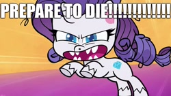 Size: 1920x1080 | Tagged: safe, edit, edited screencap, screencap, rarity, pony, unicorn, bad thing no. 3, g4.5, my little pony: pony life, angry, caption, chowder, excessive exclamation marks, image macro, imminent murder, text, truffles daal