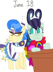 Size: 1280x1742 | Tagged: safe, artist:horroraceman93, coloratura, sapphire shores, earth pony, pony, g4, clothes, costume, duo, female, lesbian, pride month, rara, sapphiratura, shipping, simple background, transparent background