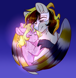 Size: 3000x3079 | Tagged: safe, artist:twisted-sketch, oc, oc only, oc:silent flight, oc:valencia equi, ghost, pony, undead, unicorn, crying, high res, mask, sad, talons