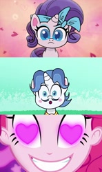 Size: 1280x2160 | Tagged: safe, artist:3d4d, edit, edited screencap, screencap, fancypants, pinkie pie, rarity, pony, unicorn, bad thing no. 3, coinky-dink world, eqg summertime shorts, equestria girls, g4, g4.5, my little pony: pony life, female, heart eyes, male, meme, pinkie's eyes, ship:raripants, shipping, shipping domino, straight, wingding eyes