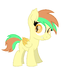 Size: 450x450 | Tagged: safe, artist:ponkus, oc, oc only, oc:banana blitz, bat pony, hybrid, pegasus, pony, animated, bat wings, blinking, cute, fangs, female, filly, gif, simple background, solo, transparent background, wings