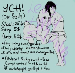 Size: 700x680 | Tagged: safe, oc, human, pony, anthro, advertisement, any gender, any species, canon x oc, commission, friendship, hug, sketch, your character here