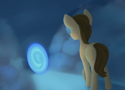 Size: 1642x1184 | Tagged: safe, artist:dusthiel, doctor whooves, time turner, earth pony, pony, g4, atg 2020, facing away, male, newbie artist training grounds, portal, solo, stallion