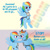 Size: 1000x1000 | Tagged: safe, artist:phallen1, rainbow dash, pegasus, pony, g4, atg 2020, back to the future, bandage, comic, dialogue, duality, eyepatch, flux capacitor, harness, newbie artist training grounds, self ponidox, simple background, tack, time paradox, time travel, warning