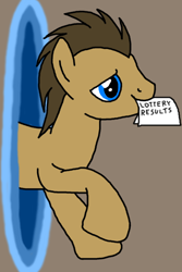 Size: 500x750 | Tagged: safe, artist:nopony, doctor whooves, time turner, earth pony, pony, g4, atg 2020, cheating, male, mouth hold, newbie artist training grounds, paper, portal, solo, stallion, time travel