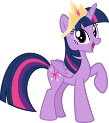 Size: 1024x1157 | Tagged: safe, artist:alandssparkle, budge studios, twilight sparkle, alicorn, pony, g4, my little pony color by magic, crown, female, jewelry, mare, open mouth, open smile, raised hoof, regalia, simple background, smiling, solo, transparent background, twilight sparkle (alicorn), vector
