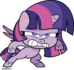 Size: 4718x4500 | Tagged: safe, artist:limedazzle, twilight sparkle, alicorn, pony, g4.5, my little pony: pony life, absurd resolution, angry, bipedal, female, gritted teeth, show accurate, simple background, solo, teeth, transparent background, twilight sparkle (alicorn), vector