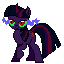 Size: 64x64 | Tagged: safe, artist:banditmax201, artist:tzolkine, twilight sparkle, g4, colored horn, corrupted, corrupted twilight sparkle, curved horn, dark magic, dark twilight, dark twilight sparkle, darklight, darklight sparkle, horn, magic, pixel art, pixelated, pokémon, ponymon, possessed, simple background, sombra eyes, sombra horn, transparent background, vector