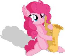 Size: 8625x7385 | Tagged: safe, artist:cyanlightning, pinkie pie, earth pony, pony, g4, .svg available, absurd resolution, cute, diapinkes, ear fluff, female, mare, musical instrument, saxophone, simple background, solo, transparent background, vector