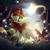 Size: 3000x3000 | Tagged: safe, artist:rico_chan, autumn blaze, cinder glow, summer flare, butterfly, kirin, pony, g4, awwtumn blaze, chibi, cloud, cute, duo, ear fluff, female, forest, glowing, grass, high res, shrub, starry eyes, tree, wingding eyes