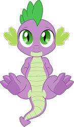 Size: 6400x10931 | Tagged: safe, alternate version, artist:dailevy, artist:parclytaxel, part of a set, spike, dragon, secret horse files, g4, .svg available, absurd resolution, cute, featureless crotch, looking at you, male, on back, paws, sfw version, simple background, smiling, solo, spikabetes, transparent background, underpaw, vector