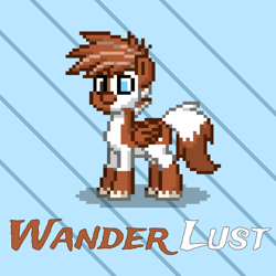 Size: 700x700 | Tagged: safe, artist:bandwidth, oc, oc only, oc:wander lust, pegasus, pony, pony town, commission, heterochromia, male, name tag, simple background, solo, stallion