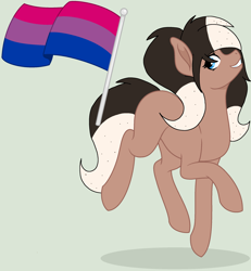 Size: 2208x2392 | Tagged: safe, artist:circuspaparazzi5678, oc, oc only, oc:cookie and cream pocky, earth pony, pony, base used, bisexual pride flag, high res, pride, pride flag, pride month, solo