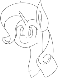 Size: 2005x2688 | Tagged: safe, artist:skylarpalette, rarity, pony, unicorn, g4, big ears, bust, cheek fluff, curly hair, ear fluff, fluffy, high res, horn, looking forward, simple background, sketch, smiling, solo, transparent background