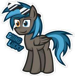 Size: 2000x2040 | Tagged: safe, artist:le-23, oc, oc only, oc:going lucky, pegasus, pony, heterochromia, high res, pegasus oc, simple background, solo, sunglasses, transparent background, wings