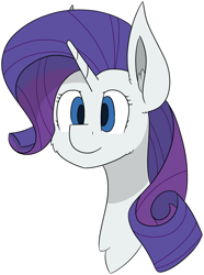 Size: 2005x2688 | Tagged: safe, artist:skylarpalette, rarity, pony, unicorn, g4, big ears, blue eyes, bust, cute, ear fluff, female, fluffy, high res, horn, looking forward, mare, purple mane, raribetes, simple background, simple shading, smiling, solo, transparent background
