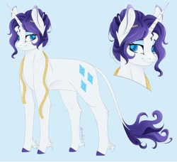 Size: 1914x1745 | Tagged: safe, artist:nyota71, rarity, pony, unicorn, g4, alternate design, alternate hairstyle, colored hooves, colored pupils, ear fluff, eyeshadow, female, hair bun, leonine tail, makeup, mare, measuring tape, pencil, redesign, simple background, smiling, solo