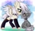 Size: 1500x1350 | Tagged: dead source, safe, artist:mysha, oc, oc only, earth pony, pegasus, pony, blushing, choker, clothes, eye contact, heart, heart eyes, lidded eyes, looking at each other, size difference, smiling, socks, spread wings, thigh highs, underhoof, wingding eyes, wings