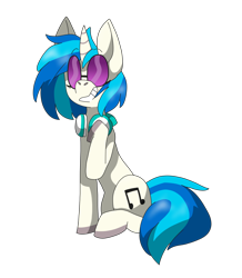 Size: 1280x1470 | Tagged: safe, artist:mothman-emerald, dj pon-3, vinyl scratch, pony, unicorn, g4, colored hooves, female, headphones, mare, simple background, sitting, smiling, solo, transparent background