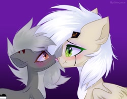 Size: 1800x1400 | Tagged: dead source, safe, artist:mysha, oc, oc only, pegasus, pony, blushing, boop, licking, lidded eyes, scar, scrunchy face, smiling, tongue out