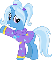 Size: 4000x4653 | Tagged: safe, artist:melisareb, trixie, pony, unicorn, .svg available, absurd resolution, alternate hairstyle, babysitter trixie, clothes, cute, diatrixes, female, gameloft, gameloft interpretation, hoodie, looking at you, mare, melisareb is trying to murder us, pigtails, show accurate, simple background, smiling, smiling at you, solo, stars, transparent background, twintails, vector, weapons-grade cute