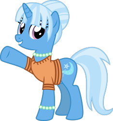 Size: 4000x4269 | Tagged: safe, alternate version, artist:melisareb, gameloft, trixie, pony, unicorn, g4, .svg available, absurd resolution, alternate hairstyle, bracelet, clothes, cute, diatrixes, female, gameloft interpretation, jewelry, looking at you, mare, necklace, show accurate, simple background, smiling, smiling at you, solo, transparent background, vector