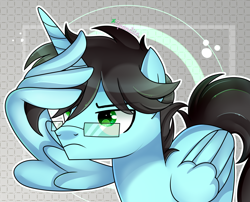 Size: 2700x2178 | Tagged: safe, artist:2pandita, oc, oc only, alicorn, pony, glasses, high res, male, solo, stallion, wing hands, wings