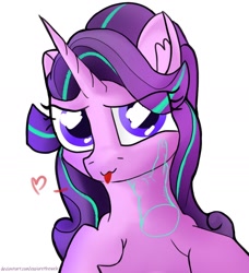 Size: 1280x1406 | Tagged: safe, artist:exploretheweb, starlight glimmer, pony, unicorn, g4, disembodied hand, hand, heart, looking at you, petting, tongue out