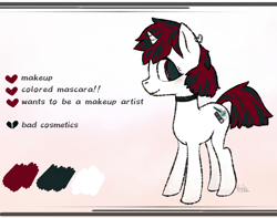 Size: 3263x2577 | Tagged: safe, artist:vivis, oc, oc only, unnamed oc, pony, unicorn, choker, ear piercing, earring, female, high res, horn, jewelry, looking at you, mare, mascara, multicolored mane, multicolored tail, piercing, reference sheet, smiling, solo