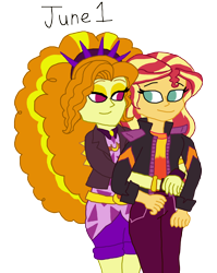 Size: 1280x1610 | Tagged: safe, artist:horroraceman93, adagio dazzle, sunset shimmer, equestria girls, g4, duo, female, hug, lesbian, pride month, ship:sunsagio, shipping, simple background, transparent background, tumblr