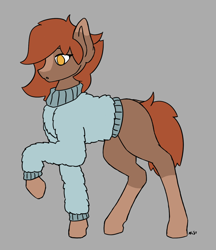 Size: 1182x1370 | Tagged: safe, artist:sneetymist, oc, oc only, oc:soft coffee, earth pony, pony, blank flank, clothes, female, fluffy, fluffy sweater, solo, sweater