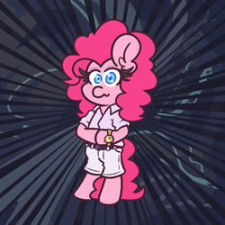 Size: 1150x1150 | Tagged: safe, artist:threetwotwo32232, pinkie pie, earth pony, pony, g4, clothes, female, mare, meme, solo, you know i had to do it to em
