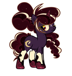 Size: 1771x1849 | Tagged: safe, artist:becon, oc, oc only, unnamed oc, pony, unicorn, colored hooves, female, frown, horn, mare, multicolored mane, multicolored tail, one eye closed, simple background, solo, transparent background