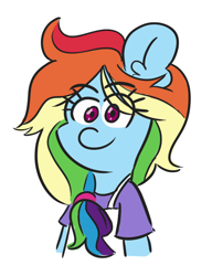 Size: 528x687 | Tagged: safe, artist:threetwotwo32232, rainbow dash, pegasus, pony, g4, female, looking at you, mare, mom hair, solo