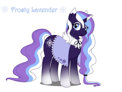 Size: 1750x1320 | Tagged: safe, artist:_ladybanshee_, oc, oc only, oc:frosty lavender, pony, unicorn, art, cute, female, mare, simple background, solo, white background, winter