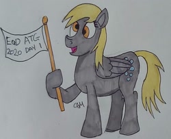 Size: 1897x1539 | Tagged: safe, artist:rapidsnap, derpy hooves, pony, equestria daily, g4, atg 2020, female, flag, newbie artist training grounds, solo, traditional art