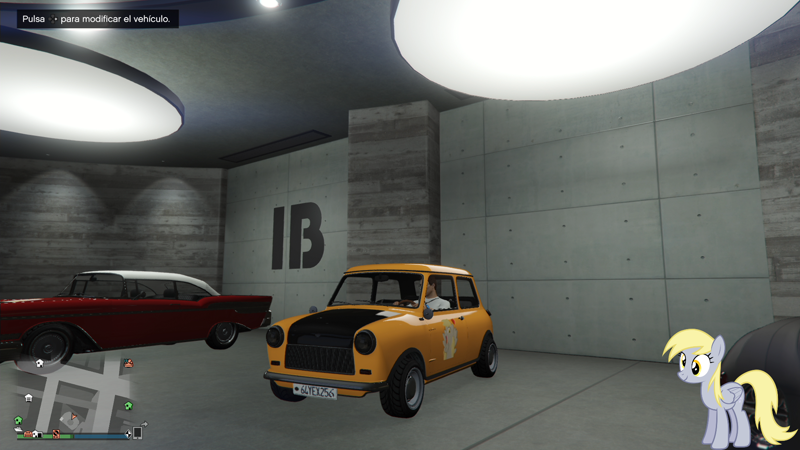 Safe Artist Juanjo Belic Derpy Hooves Pegasus Car Declasse Tornado Garage Grand Theft Auto Gta Online Gta V Mini Cooper Ponies In Video Games Vehicle Video Game Weeny Issi Derpibooru