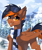 Size: 1400x1676 | Tagged: safe, artist:redchetgreen, oc, oc only, pegasus, pony, cute, goggles, handsome, male, scenery, scenery porn, smiling, snow, solo, stallion, tree