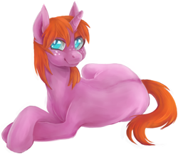 Size: 974x845 | Tagged: safe, artist:daxratchet, pony, unicorn, freckles, hetalia, ponified, prone, simple background, smiling, solo, white background