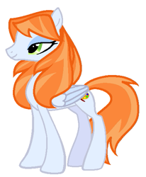 Size: 433x526 | Tagged: safe, artist:agdistis, oc, oc only, oc:ginger peach, pegasus, pony, drawthread, green eyes, orange hair, pegasus oc, simple background, solo, white background, wings