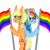 Size: 500x500 | Tagged: safe, artist:cococandy2007, applejack, rainbow dash, earth pony, pegasus, pony, g4, accessory theft, applejack's hat, bipedal, cowboy hat, female, flag, gay pride flag, hat, jewelry, lesbian, mare, necklace, pride, pride flag, pride month, ring, ship:appledash, shipping, simple background, white background