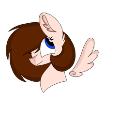 Size: 1378x1378 | Tagged: safe, artist:circuspaparazzi5678, oc, oc only, oc:breanna, pegasus, pony, blue eyes, brown mane, bust, floating wings, pegasus oc, ponysona, portrait, shading, simple background, smiling, solo, transparent background, wings