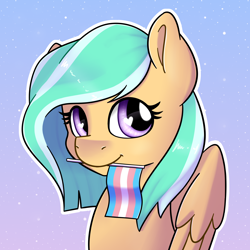 Size: 2256x2256 | Tagged: safe, artist:violyre, oc, oc only, oc:mango foalix, pegasus, pony, high res, pride, pride flag, pride month, solo, transgender, transgender pride flag