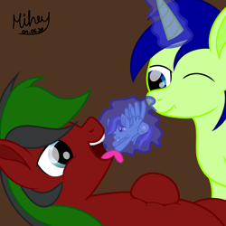 Size: 5000x5000 | Tagged: safe, artist:mihay, oc, oc:crimson fall, oc:kosmos, oc:sierra nightingale, pegasus, pony, feeding, fetish, magic, magic aura, open mouth, relaxing, safe vore, soft vore, tongue out, vore, willing vore