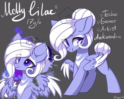 Size: 2048x1638 | Tagged: dead source, safe, artist:mysha, oc, oc only, oc:molly lilac, pegasus, pony, aeroverse, lidded eyes, solo, spread wings, wings