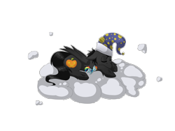 Size: 4000x3000 | Tagged: safe, artist:tomat-in-cup, rainbow dash, oc, oc only, pegasus, pony, cloud, eyes closed, female, hat, nightcap, on a cloud, pegasus oc, plushie, simple background, sleeping, solo, toy, transparent background, wings