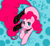 Size: 2540x2360 | Tagged: safe, artist:collaredginger, pinkie pie, earth pony, pony, g4, blue background, clothes, collar, cute, diapinkes, female, high res, looking at you, mare, simple background, smiling, smiling at you, socks, solo