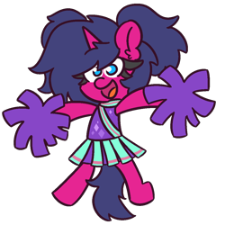 Size: 1050x1050 | Tagged: safe, artist:threetwotwo32232, oc, oc only, oc:fizzy pop, pony, unicorn, cheerleader, cute, female, looking at you, mare, simple background, solo, transparent background