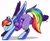 Size: 2006x1629 | Tagged: safe, artist:lrusu, rainbow dash, pegasus, pony, g4, alternate hairstyle, blushing, buckball fan gear rainbow dash, clothes, cute, dashabetes, female, jacket, mare, pants, ponytail, profile, raised hoof, signature, simple background, solo, sports bra, stretching, sweatpants, white background