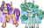 Size: 1334x861 | Tagged: safe, artist:mrraapeti, oc, oc only, pegasus, pony, unicorn, offspring, parent swap au, parent:cloudy quartz, parent:gentle breeze, parent:igneous rock pie, parent:twilight velvet, parents:cloudybreeze, parents:velvetrock, simple background, transparent background